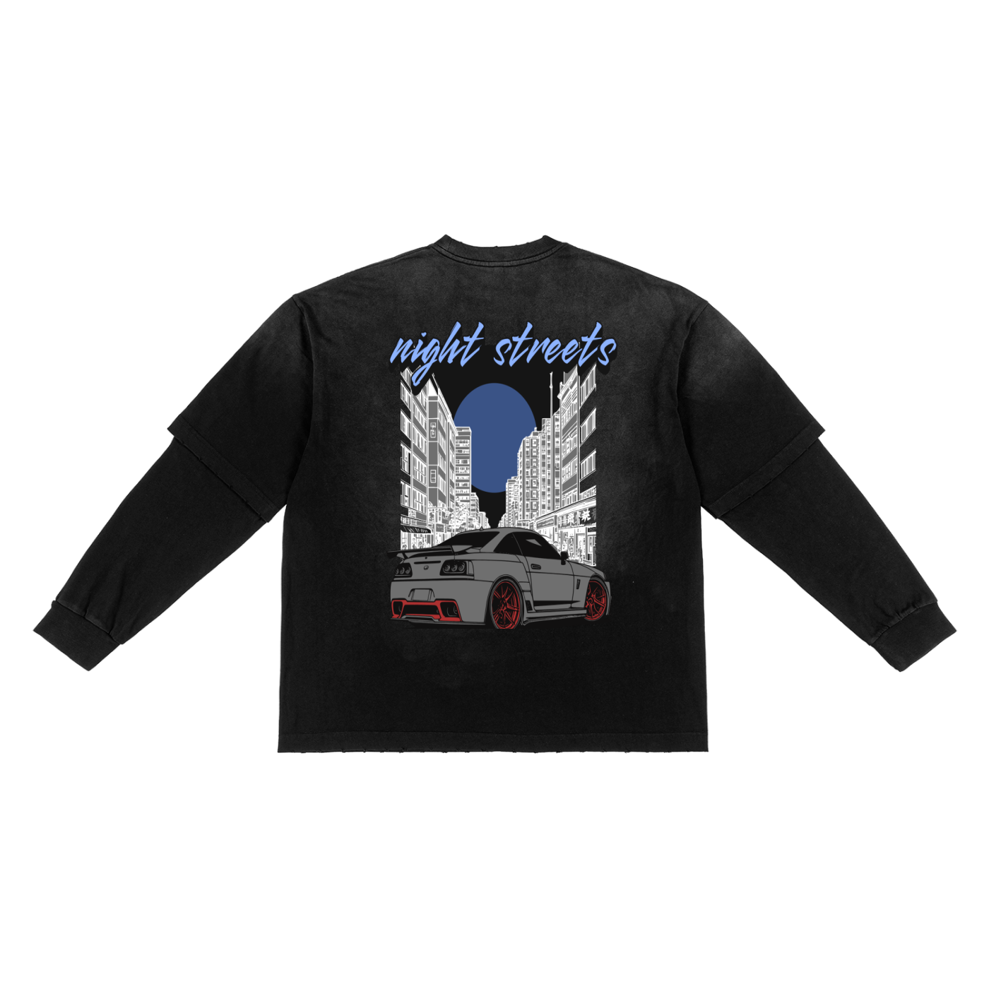 Sunfade Hand-Frayed Faux Two-Piece T-Shirt (BACK)