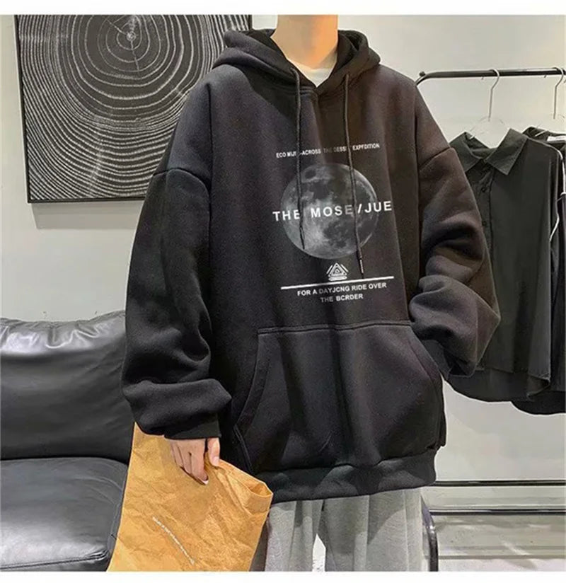 Winter Streetwear Hip Hop Fleece Hoodie - Baggy Pullover Sweatshirt