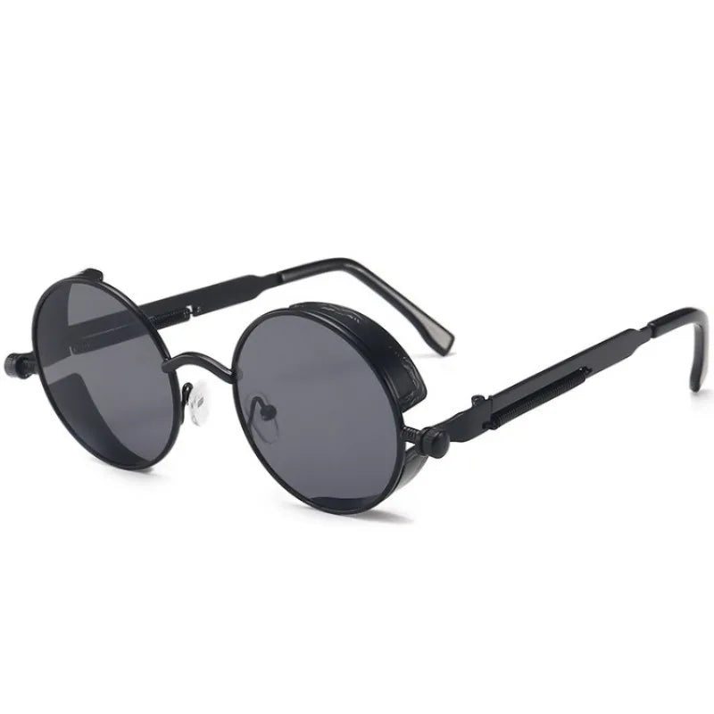 Retro Round Steampunk Sunglasses - Classic Metal Frame for Men and Women