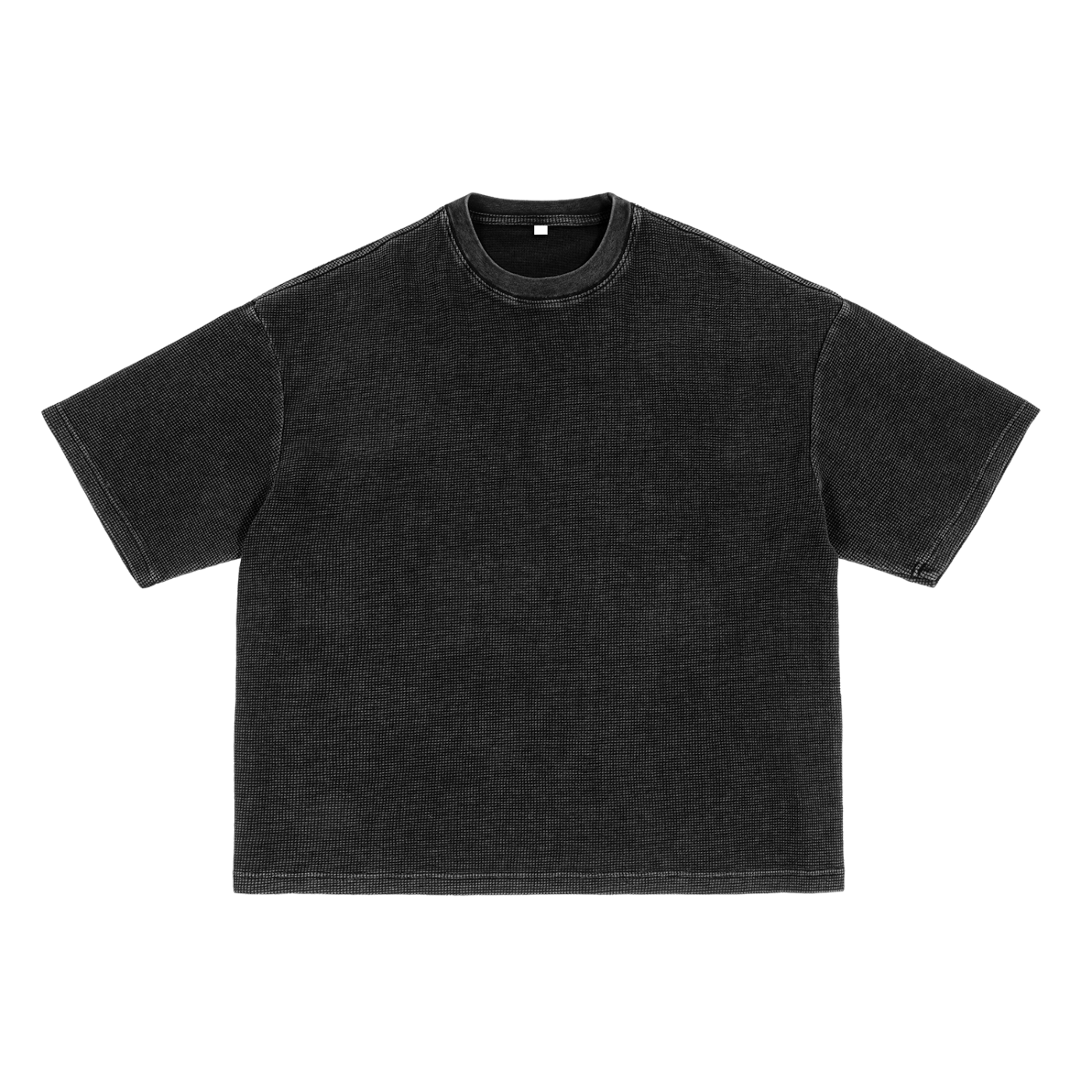Waffle-Texture Washed Boxy T-Shirt (BACK)