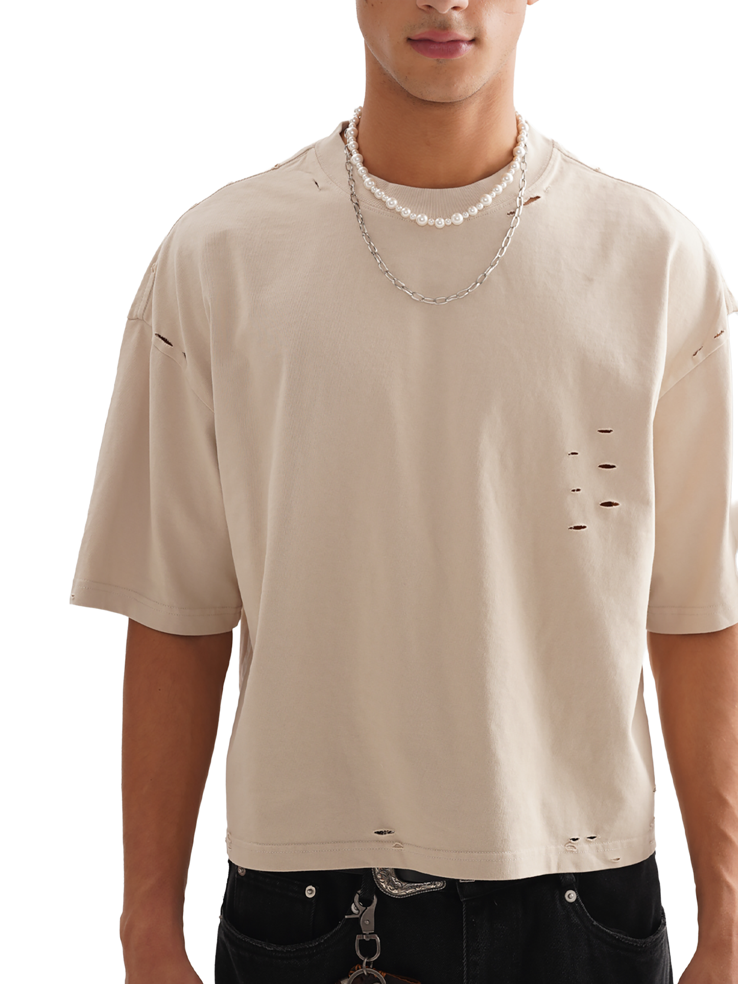 Classic Frayed Boxy Tee - 250 GSM (BACK)