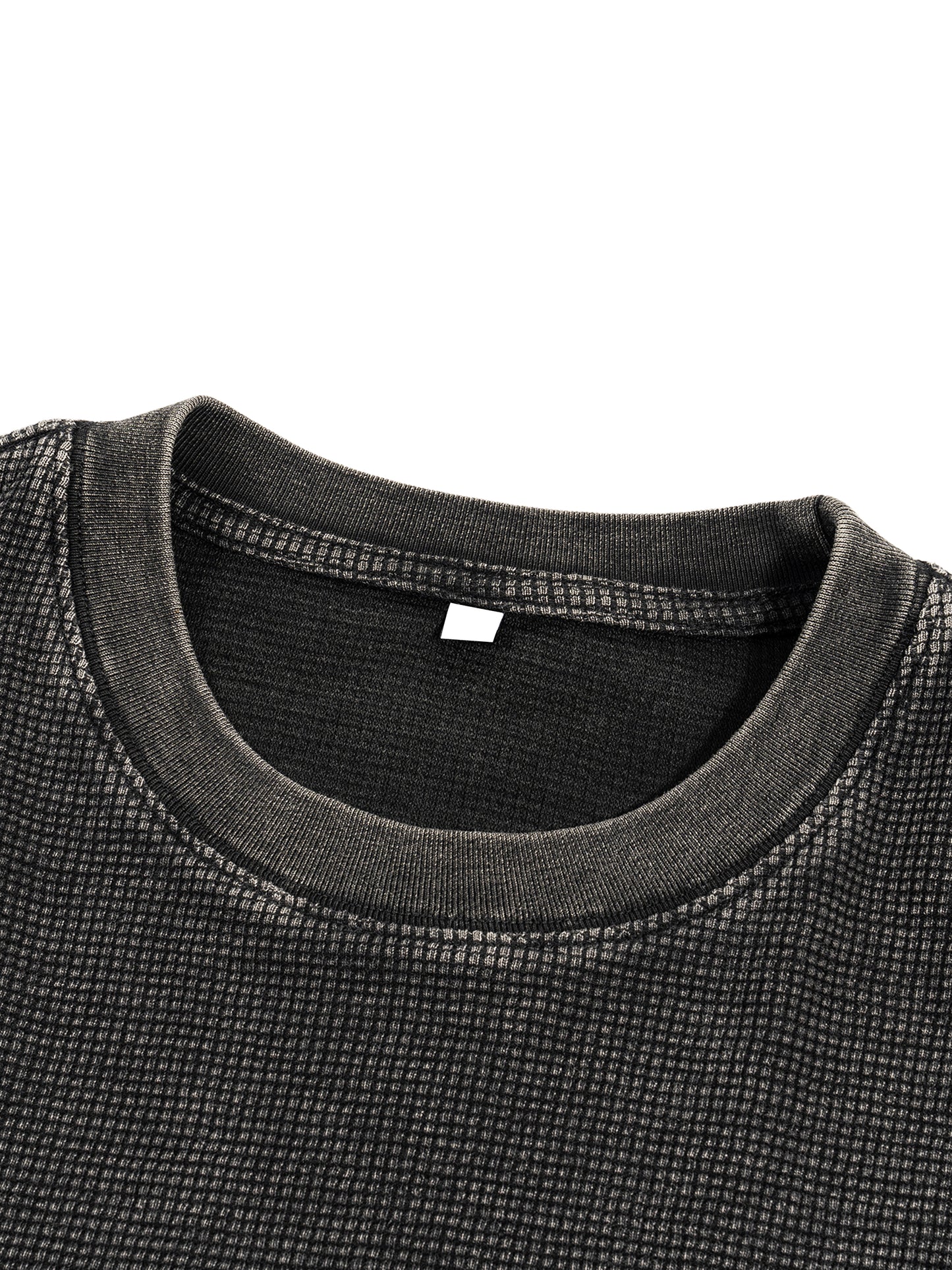 Waffle-Texture Washed Boxy T-Shirt (BACK)