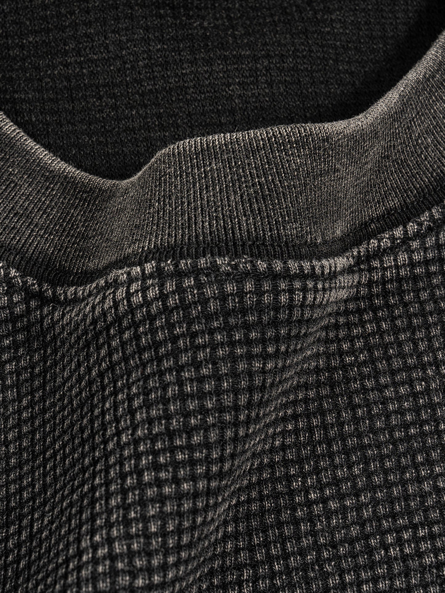 Waffle-Texture Washed Boxy T-Shirt (BACK)