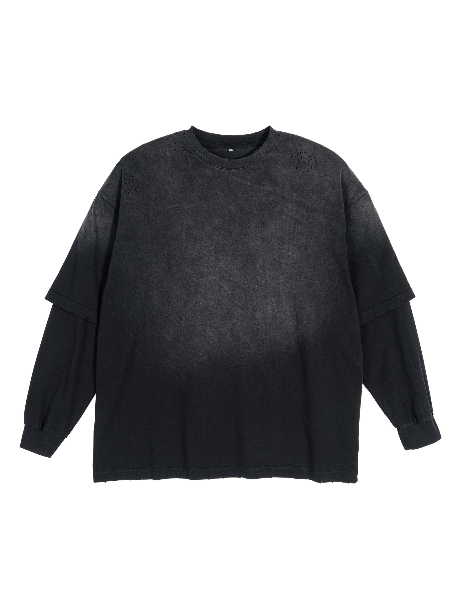 Sunfade Hand-Frayed Faux Two-Piece T-Shirt (BACK)