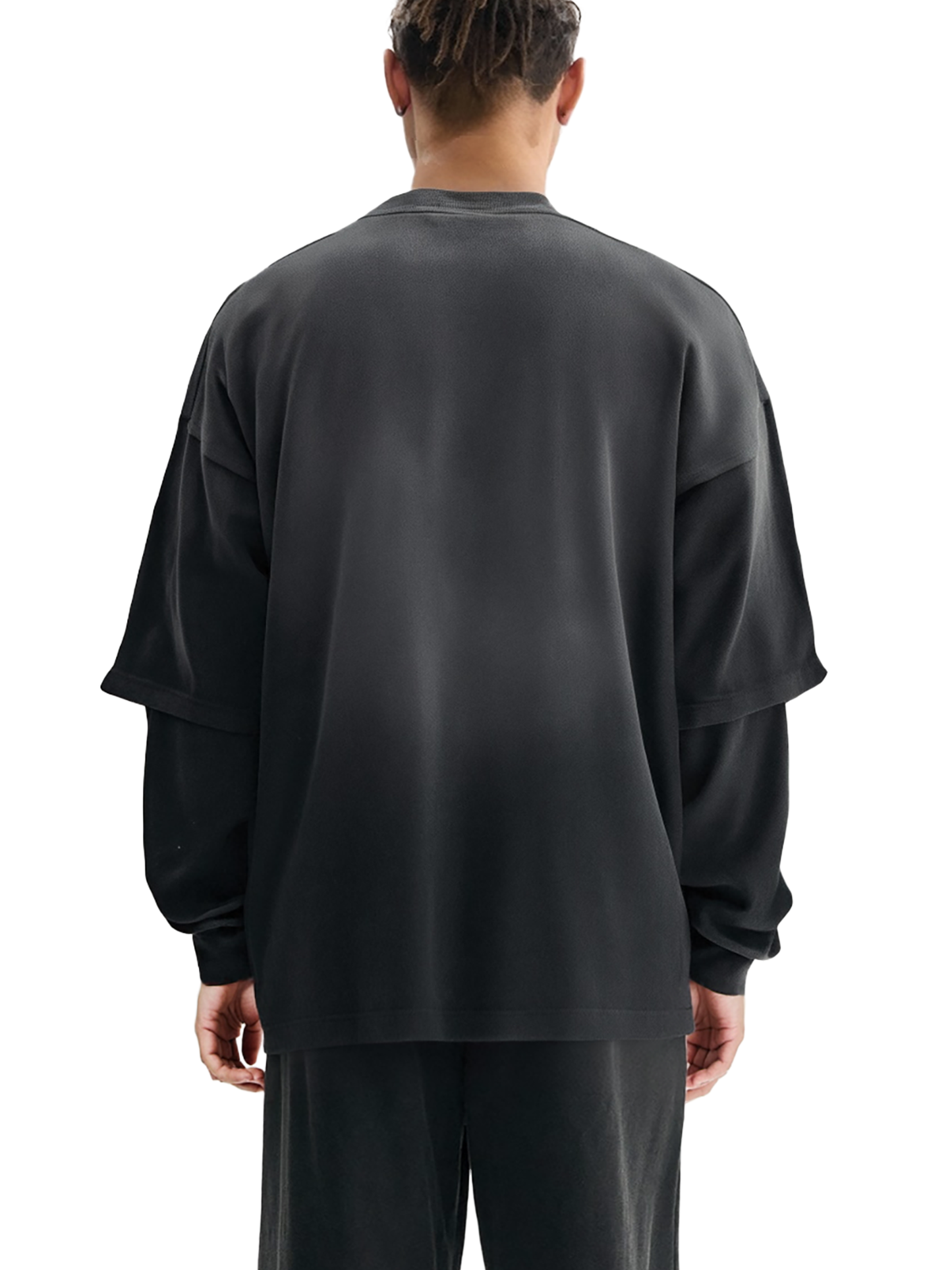 Sunfade Hand-Frayed Faux Two-Piece T-Shirt (BACK)