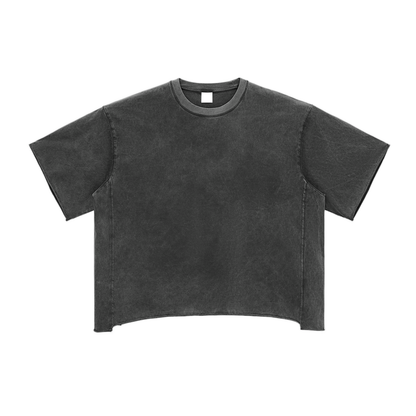 Raw Edge Snow Washed Boxy T-Shirt (BACK)