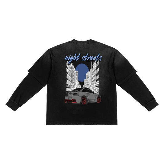 Sunfade Hand-Frayed Faux Two-Piece T-Shirt (BACK)
