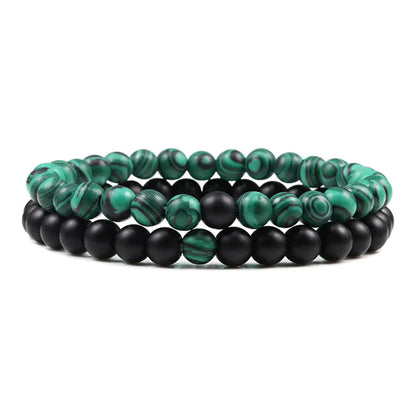 Matching Black and White Lava Stone & Tiger Eye Beaded Bracelets for Couples