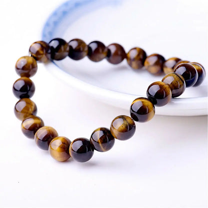 Energy Healing Beaded Bracelet - 8mm Natural Stones: Black Onyx, Lava, Tiger Eye, Agate, Quartz for Men and Women, Yoga & Chakra Jewelry