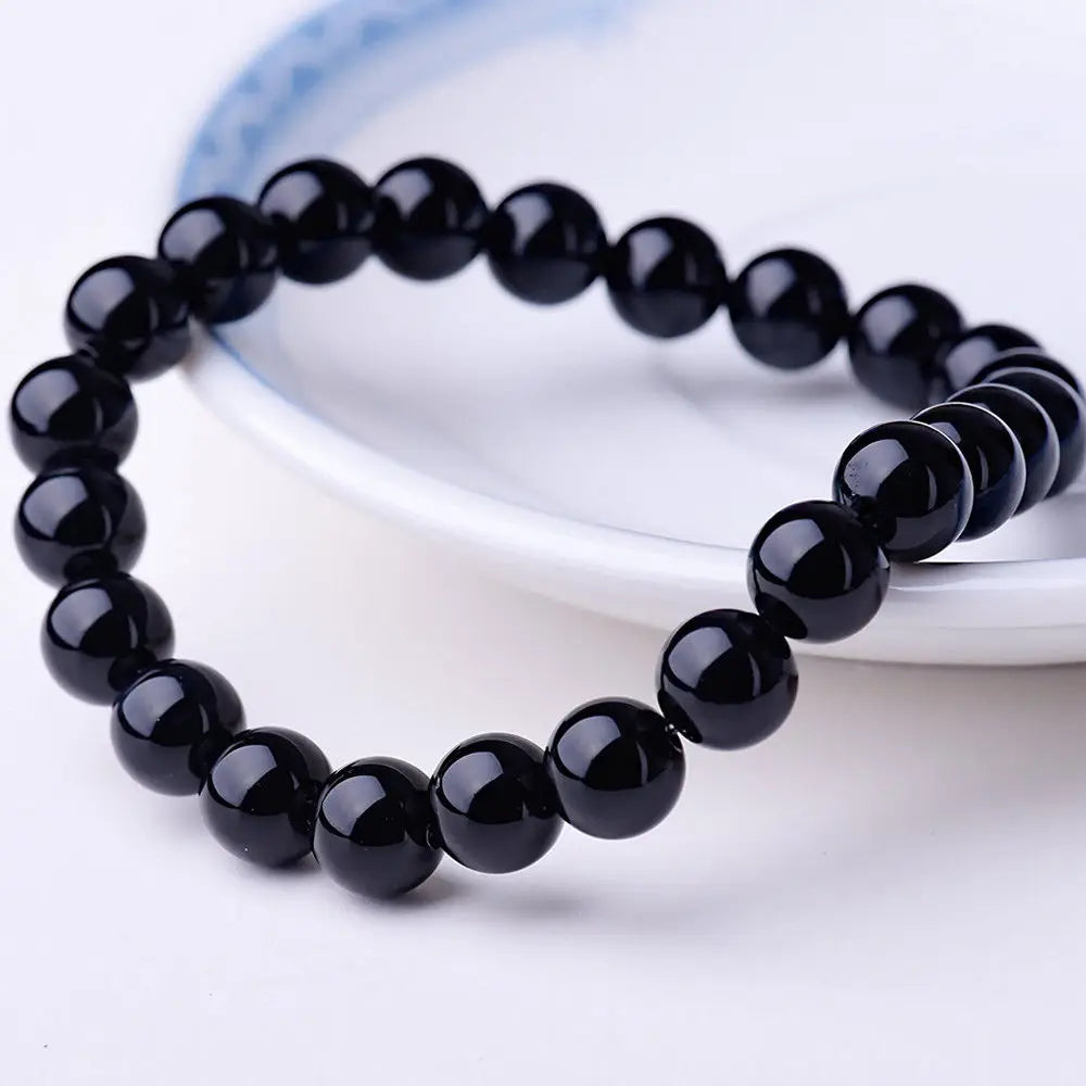 Energy Healing Beaded Bracelet - 8mm Natural Stones: Black Onyx, Lava, Tiger Eye, Agate, Quartz for Men and Women, Yoga & Chakra Jewelry