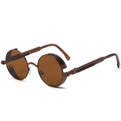 Retro Round Steampunk Sunglasses - Classic Metal Frame for Men and Women