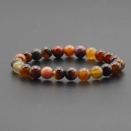 Energy Healing Beaded Bracelet - 8mm Natural Stones: Black Onyx, Lava, Tiger Eye, Agate, Quartz for Men and Women, Yoga & Chakra Jewelry
