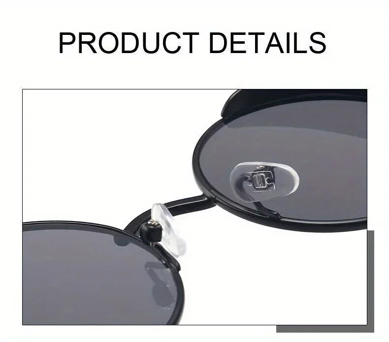 Retro Round Steampunk Sunglasses - Classic Metal Frame for Men and Women