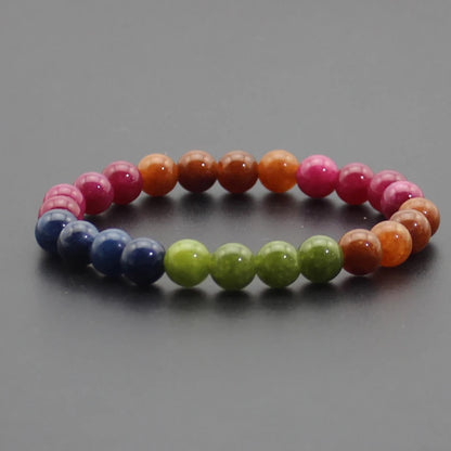 Energy Healing Beaded Bracelet - 8mm Natural Stones: Black Onyx, Lava, Tiger Eye, Agate, Quartz for Men and Women, Yoga & Chakra Jewelry