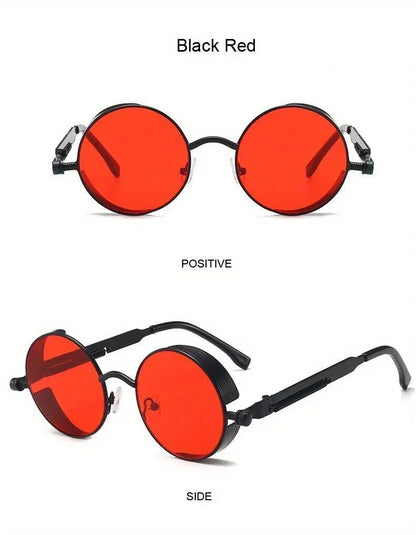 Retro Round Steampunk Sunglasses - Classic Metal Frame for Men and Women