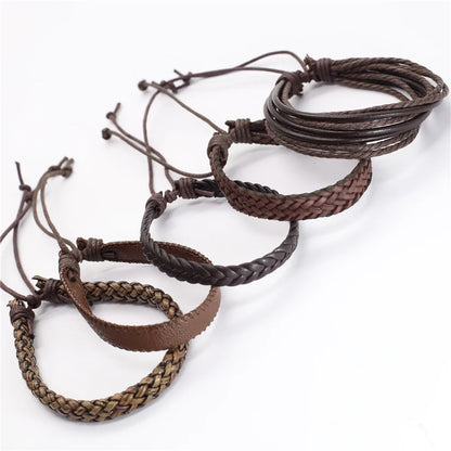 Leather Bracelets for Men and Women -10 Pcs Set of Handmade Black Woven- Stylish Bangles for Wholesale Gift Jewelry