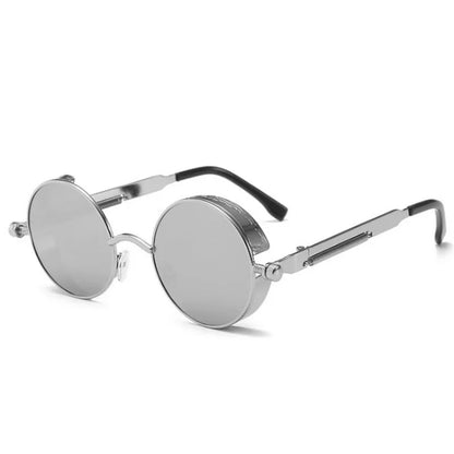 Retro Round Steampunk Sunglasses - Classic Metal Frame for Men and Women
