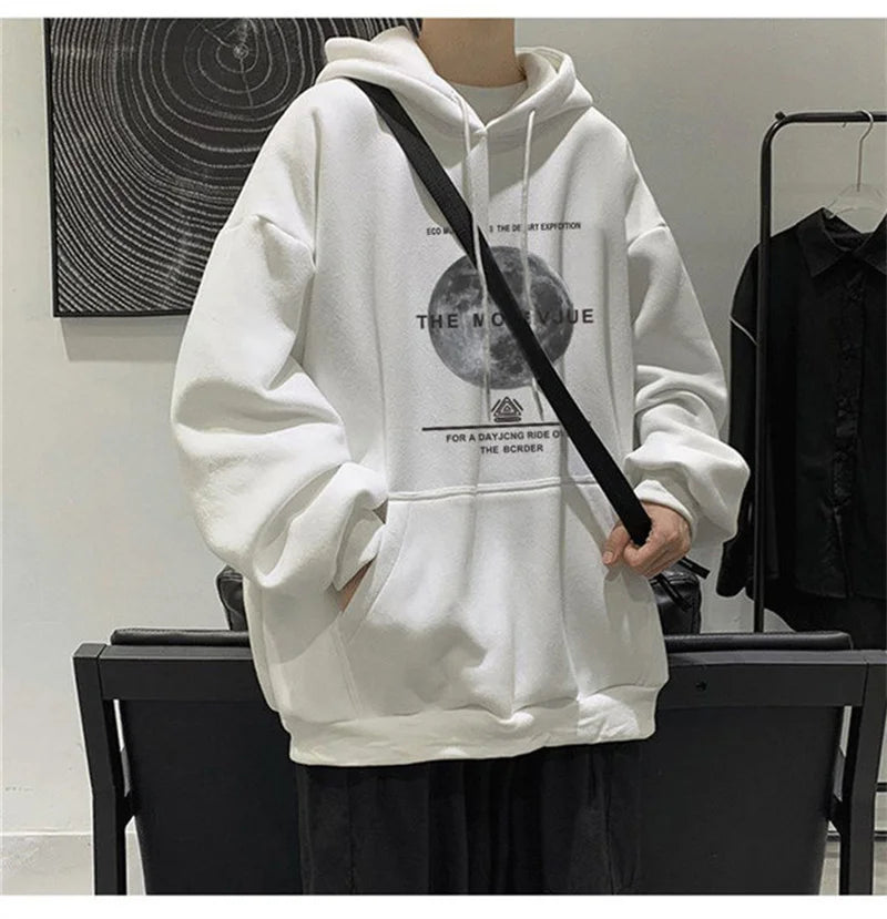 Winter Streetwear Hip Hop Fleece Hoodie - Baggy Pullover Sweatshirt
