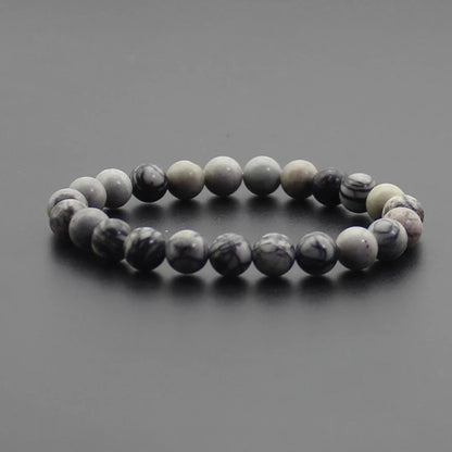 Energy Healing Beaded Bracelet - 8mm Natural Stones: Black Onyx, Lava, Tiger Eye, Agate, Quartz for Men and Women, Yoga & Chakra Jewelry