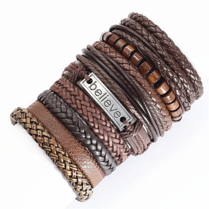 Leather Bracelets for Men and Women -10 Pcs Set of Handmade Black Woven- Stylish Bangles for Wholesale Gift Jewelry