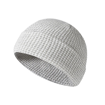 Men’s Reflective Beanie Hat - Solid Color Knitted Winter Skull Cap for Casual Style