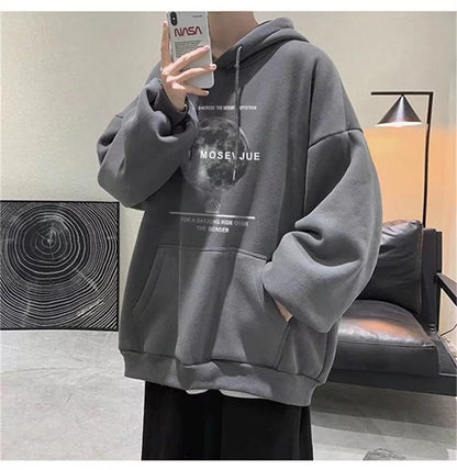Winter Streetwear Hip Hop Fleece Hoodie - Baggy Pullover Sweatshirt