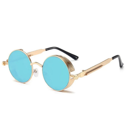 Retro Round Steampunk Sunglasses - Classic Metal Frame for Men and Women