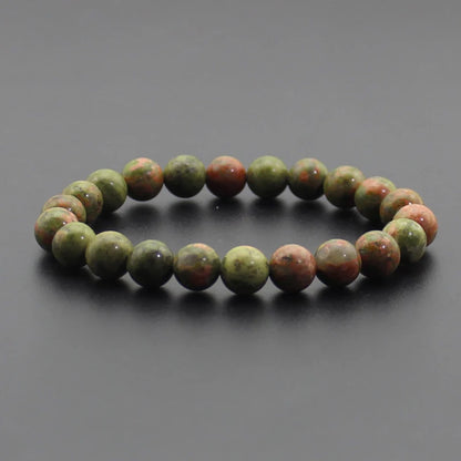 Energy Healing Beaded Bracelet - 8mm Natural Stones: Black Onyx, Lava, Tiger Eye, Agate, Quartz for Men and Women, Yoga & Chakra Jewelry