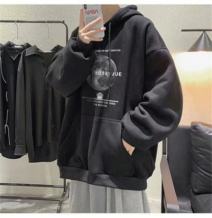 Winter Streetwear Hip Hop Fleece Hoodie - Baggy Pullover Sweatshirt