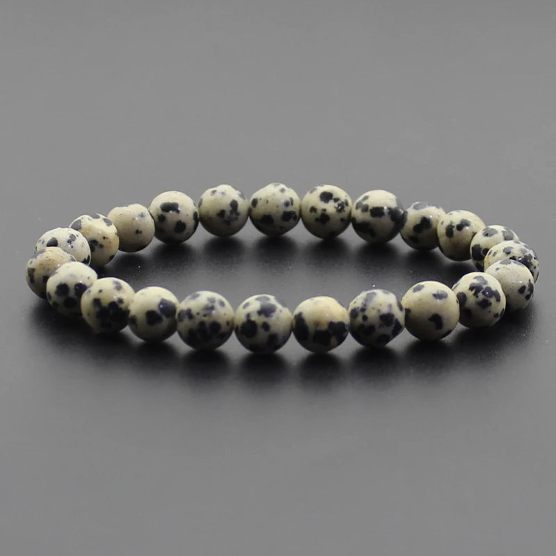 Energy Healing Beaded Bracelet - 8mm Natural Stones: Black Onyx, Lava, Tiger Eye, Agate, Quartz for Men and Women, Yoga & Chakra Jewelry