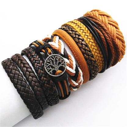 Leather Bracelets for Men and Women -10 Pcs Set of Handmade Black Woven- Stylish Bangles for Wholesale Gift Jewelry