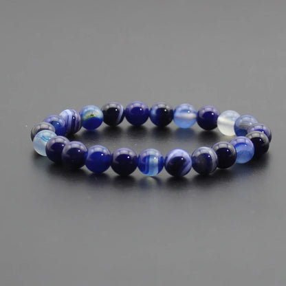 Energy Healing Beaded Bracelet - 8mm Natural Stones: Black Onyx, Lava, Tiger Eye, Agate, Quartz for Men and Women, Yoga & Chakra Jewelry