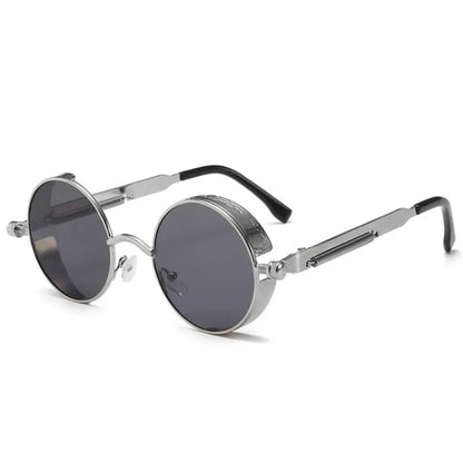 Retro Round Steampunk Sunglasses - Classic Metal Frame for Men and Women