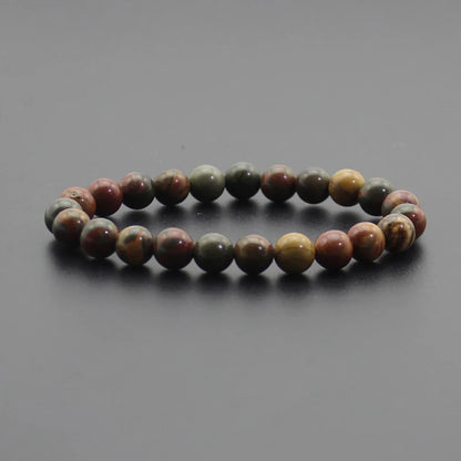 Energy Healing Beaded Bracelet - 8mm Natural Stones: Black Onyx, Lava, Tiger Eye, Agate, Quartz for Men and Women, Yoga & Chakra Jewelry