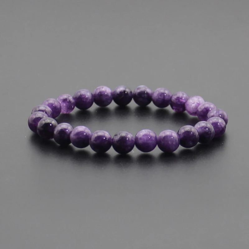 Energy Healing Beaded Bracelet - 8mm Natural Stones: Black Onyx, Lava, Tiger Eye, Agate, Quartz for Men and Women, Yoga & Chakra Jewelry