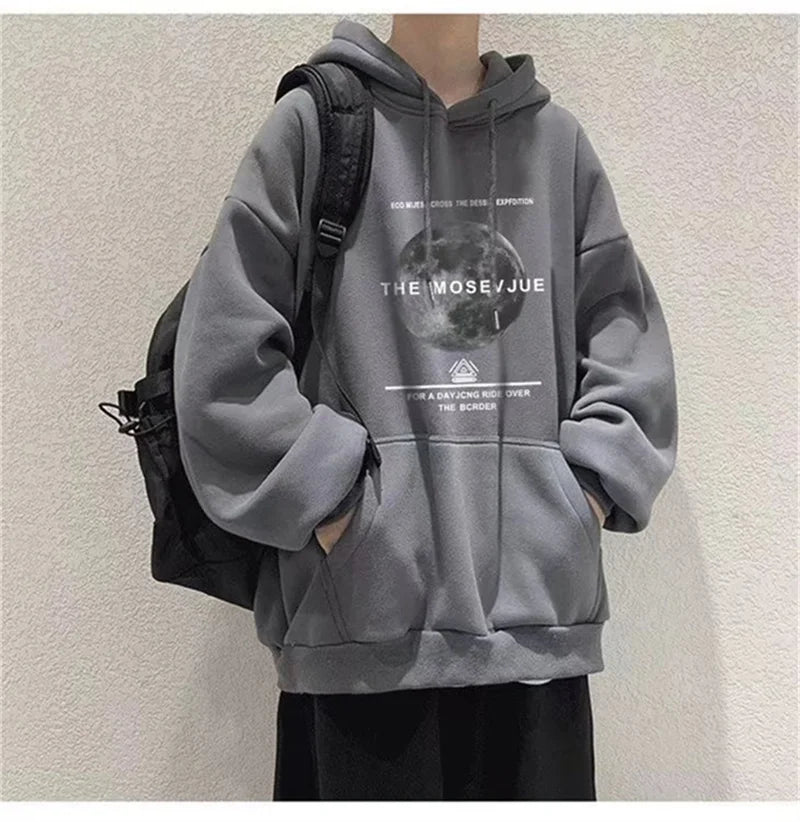 Winter Streetwear Hip Hop Fleece Hoodie - Baggy Pullover Sweatshirt