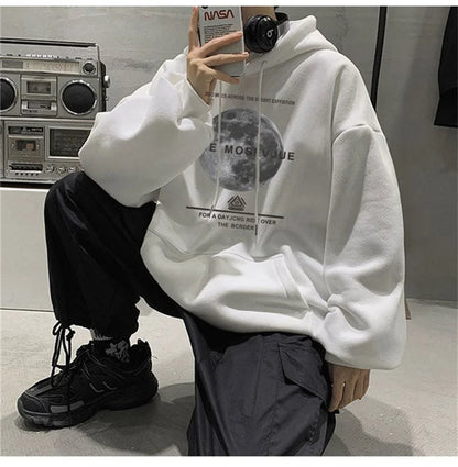 Winter Streetwear Hip Hop Fleece Hoodie - Baggy Pullover Sweatshirt