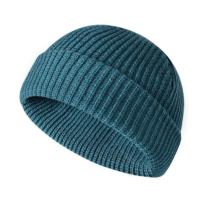 Men’s Reflective Beanie Hat - Solid Color Knitted Winter Skull Cap for Casual Style
