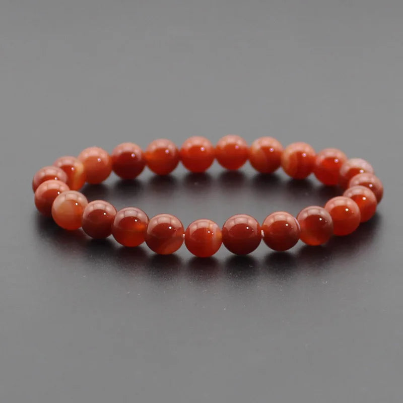 Energy Healing Beaded Bracelet - 8mm Natural Stones: Black Onyx, Lava, Tiger Eye, Agate, Quartz for Men and Women, Yoga & Chakra Jewelry