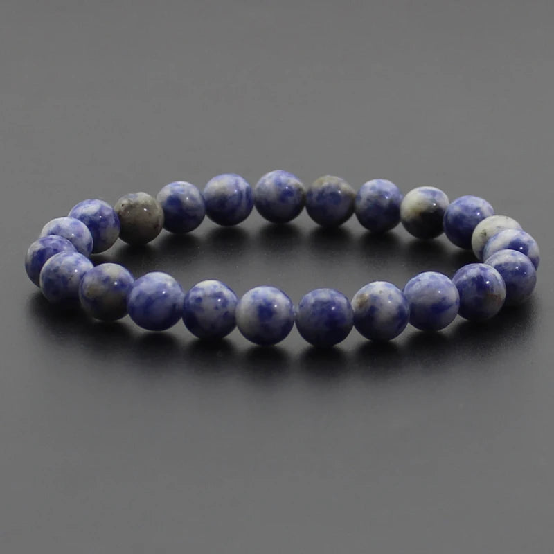 Energy Healing Beaded Bracelet - 8mm Natural Stones: Black Onyx, Lava, Tiger Eye, Agate, Quartz for Men and Women, Yoga & Chakra Jewelry