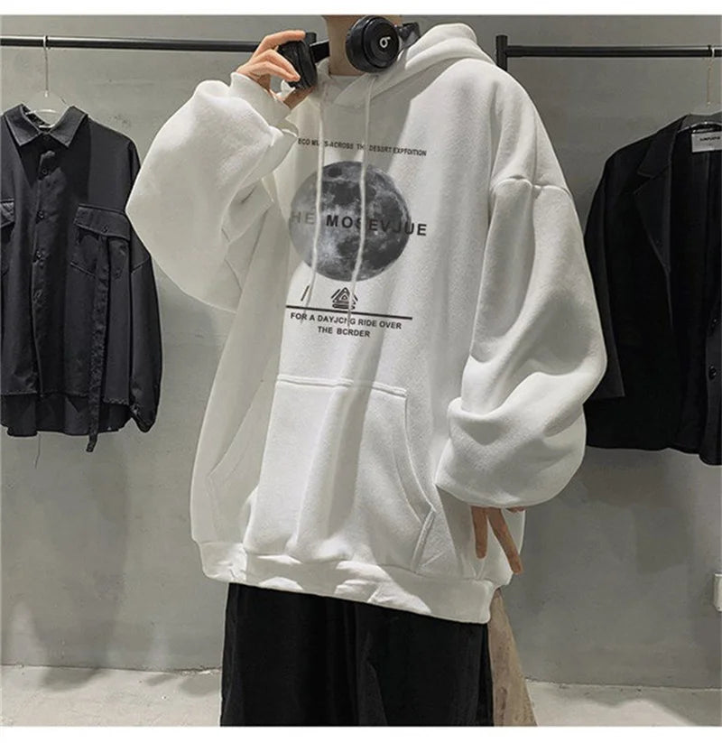 Winter Streetwear Hip Hop Fleece Hoodie - Baggy Pullover Sweatshirt