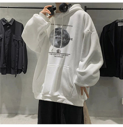 Winter Streetwear Hip Hop Fleece Hoodie - Baggy Pullover Sweatshirt