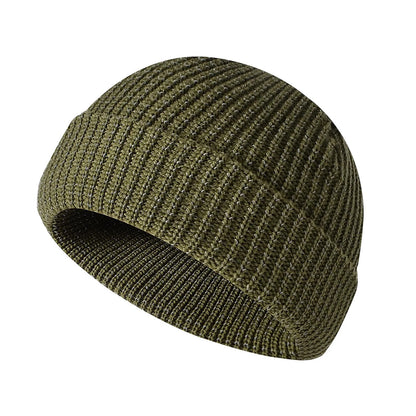 Men’s Reflective Beanie Hat - Solid Color Knitted Winter Skull Cap for Casual Style