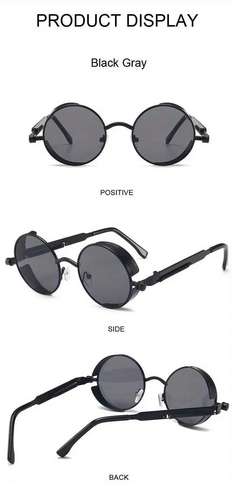 Retro Round Steampunk Sunglasses - Classic Metal Frame for Men and Women