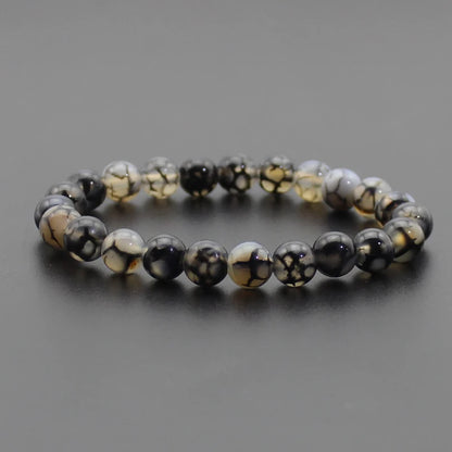 Energy Healing Beaded Bracelet - 8mm Natural Stones: Black Onyx, Lava, Tiger Eye, Agate, Quartz for Men and Women, Yoga & Chakra Jewelry