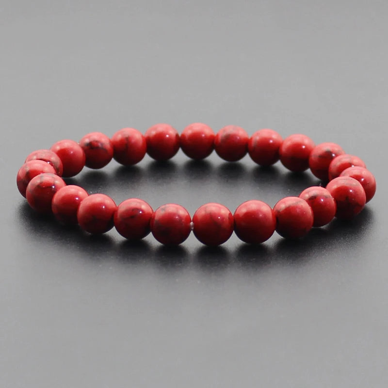 Energy Healing Beaded Bracelet - 8mm Natural Stones: Black Onyx, Lava, Tiger Eye, Agate, Quartz for Men and Women, Yoga & Chakra Jewelry