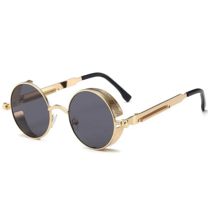 Retro Round Steampunk Sunglasses - Classic Metal Frame for Men and Women