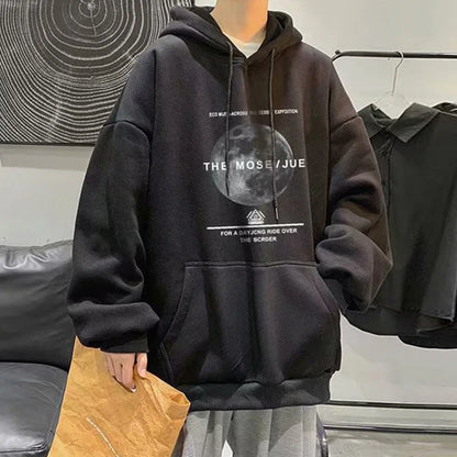 Winter Streetwear Hip Hop Fleece Hoodie - Baggy Pullover Sweatshirt