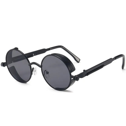 Retro Round Steampunk Sunglasses - Classic Metal Frame for Men and Women