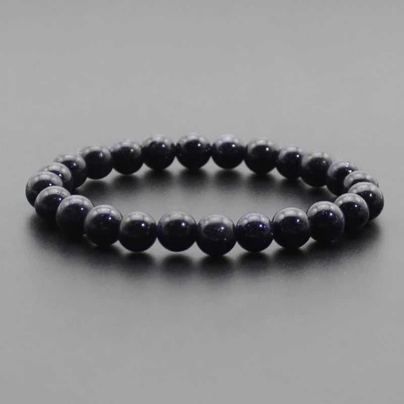 Energy Healing Beaded Bracelet - 8mm Natural Stones: Black Onyx, Lava, Tiger Eye, Agate, Quartz for Men and Women, Yoga & Chakra Jewelry